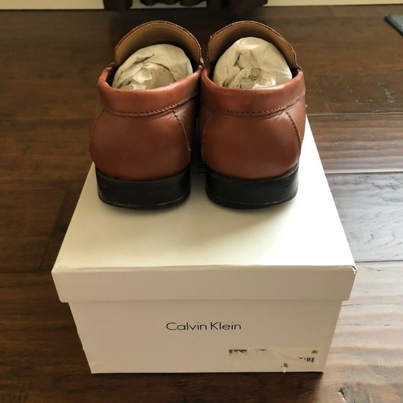 Calvin Klein mens loafers neil cognac brown sz 8.5 - Picture 6 of 7